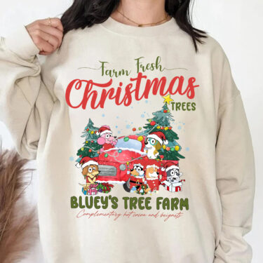 Cute Bluey’s Tree Farm Sweatshirt, Bluey Family Matching Christmas Shirt, Bluey Fans Christmas Gifts